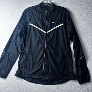 Nike Windbreaker Jacket Women’s Size M Black Jogging High Low Hem